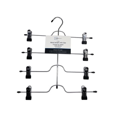 Mainstays, Cintres Multifonctionnels en Métal pour Pantalons / Jupes avec Clips Réglables, Noir