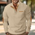 thumbnail image 2 of FAIWAD Mens Long Sleeve Pullover Tops Stand Collar Button Down Classic Color Block Plus Size Tops, 2 of 6