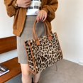 thumbnail image 2 of Retro Women Leather Plush Animal Pattern Print Handbag Winter Tote Bags (A), 2 of 7