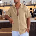 thumbnail image 1 of Summer Cuban Shirts for Men Casual Lightweight Button Down Short Sleeve Cardigan Work Blouse, 1 of 6