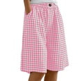 thumbnail image 2 of LVHAOGJOB Womens Plus Size Shorts Linen with Pockets Solid Color Summer Elastic Waist Shorts Pants for Ladies Loose, 2 of 9