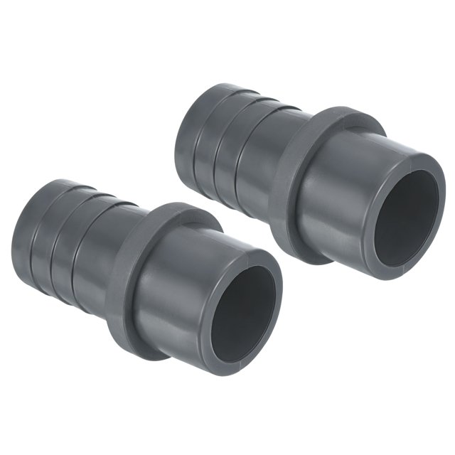 Unique Bargains UPVC Reducer Pipe Fitting 32mm OD 30mm Barbed, 2 Pack Straight Coupling Adapter Connector, Grey