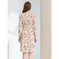 thumbnail image 4 of INSPIRE CHIC Robe Midi à Manches Longues Évasée à Col en V à Imprimé Floral pour Femme, 4 of 5