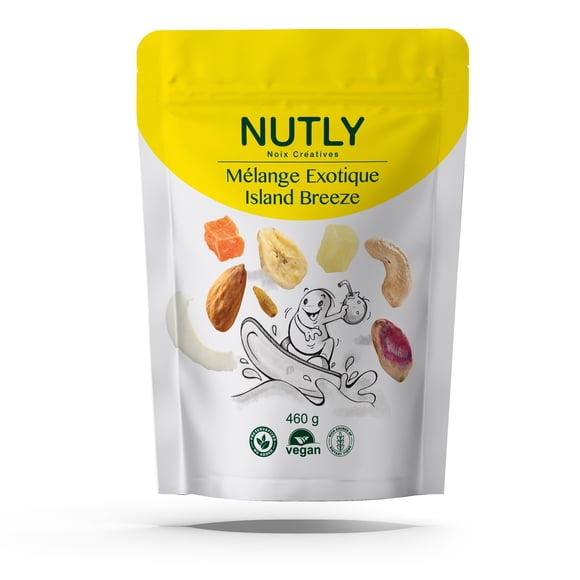 Nutly Island Breeze 460g - Tropical Fruit & Nut Mix – Papaya, Pineapple, Cashews & Coconut Chips | Vegan