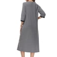 thumbnail image 5 of Timegard Nuisette pour Femmes Robe à Fermeture Éclair Robe de Maison à Manches 3/4 à Blocs de Couleur Longue Tenue de Nuit avec Poches, 5 of 5