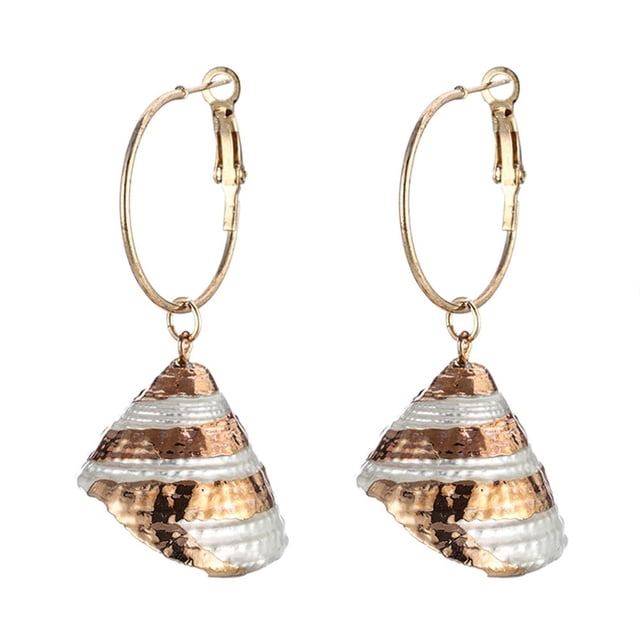 Boho Irrégulière Coquillage Naturel Conque Dangle Boucles d'Oreilles Plage Mode Bijoux