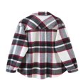 thumbnail image 3 of Women Long Sleeve Loose Spring Fall Shirts Coat Girl Plaid Wool Buttons With Pockets Jacket Dark Green L, 3 of 9