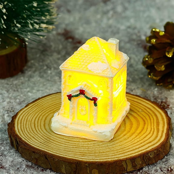CSEONEO Cadeau pour Enfants, Ensemble de Maisons de Village d'Hiver de Noël à DEL Éclairées, Figurines de Poupées de Noël Bricolage, Kits d'Ornements Miniatures en Résine de Noël, Lampe d'Arbre à Branches Nues en Cèdre de Noël
