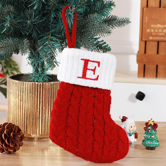 Christmas Decorations Outdoor Indoor,Christmas Decorations For Home,Cute Letters Christmas Stocking Decoration Christmas Tree Pendant Christmas Style Wool Knitted Socks Decoration Props