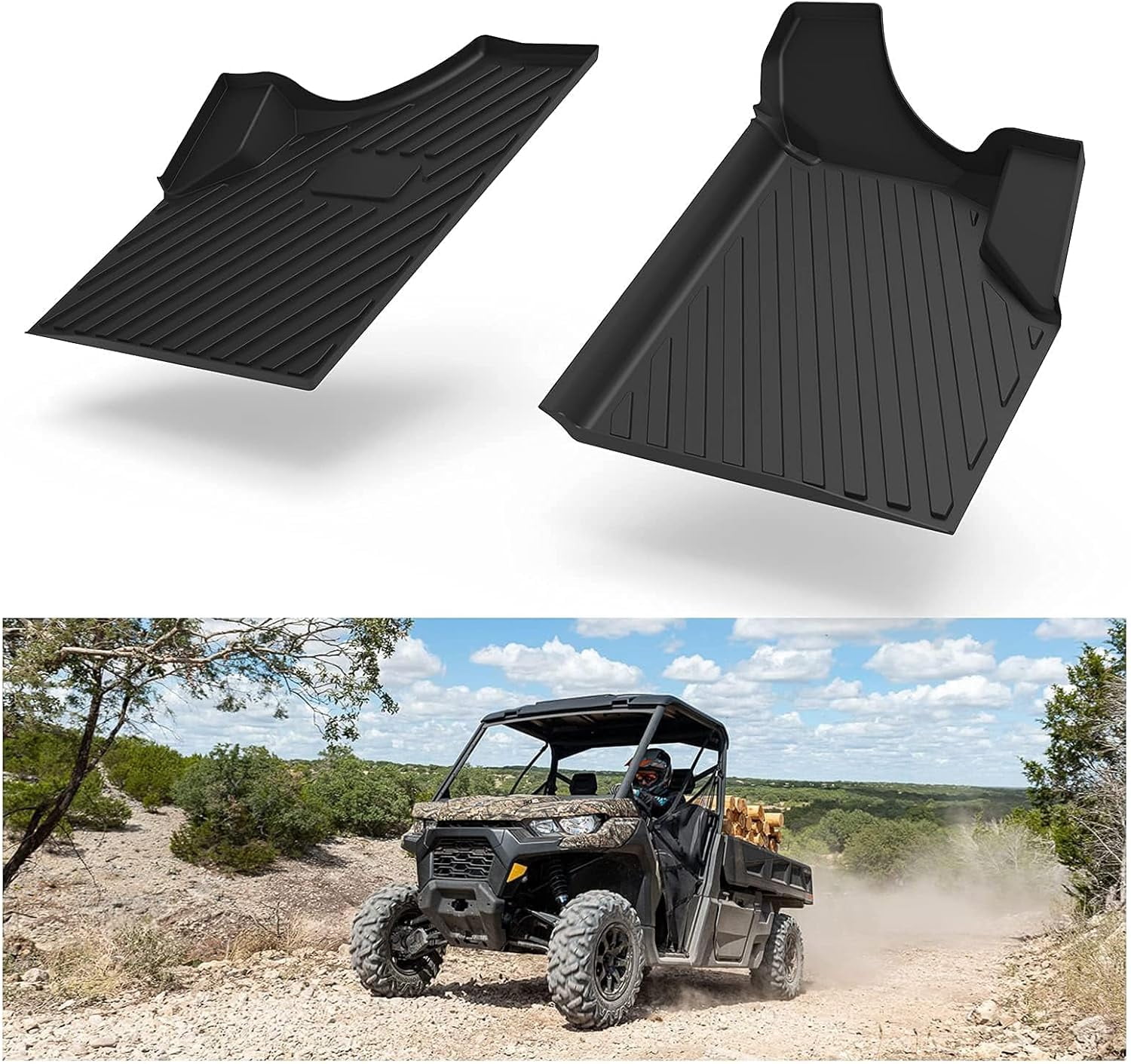 A & UTV PRO Front Floor Mats for Can-Am Defender 2016-2024, Custom Fit TPE All-Weather Liners, 2PCS