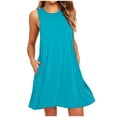 thumbnail image 1 of Penkiiy Robes d'Été pour Femmes 2024 Décontractées Col Rond Amples Robes d'Été Boho Florales Grande Taille Ligne A Robe de Plage m Bleu Ciel, 1 of 4
