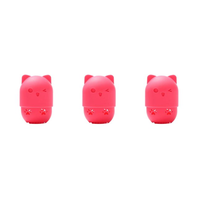 Wweixi Hygienic And Durable Washable And Reusable Storage Box For Cat Makeup Sponges rose red 3Set