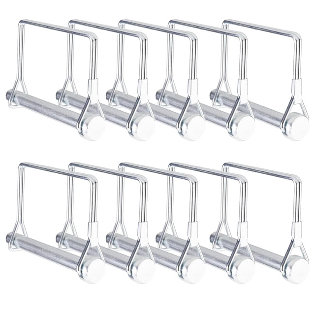LAICAIW Coupler Pin, Safety Coupler Pin, Shaft Locking Pin, Trailer Pin, Wire Lock Pin, Square Shape Locking Pins for Trailer (10 PCS 8mm x 70mm). A set of 10 galvanized steel square locking pins with an 8mm diameter and 70mm length, designed for trailer couplers, hitch receivers, and other locking applications. The pins feature a semi-flexible structure with a wire lock mechanism for secure attachment and rust resistance.