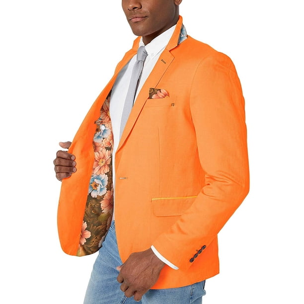 Azaro Uomo Men's Blazer Slim Dress Casual Linen Suit Sport Jacket