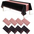 thumbnail image 1 of 1 Pack Plastic Table Cloth Cover + 1 Pack Satin Table Runner for Parties  Disposable Tablecloth for Rectangle Tables  Birthday Wedding Graduation Mather Valentine‘s Day Christmas Party Su, 1 of 8