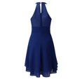 thumbnail image 4 of XDZJLR Womens Dresses formal Solid Halter Neck Button Chiffon Splice A Line Skirt, 4 of 5