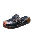 thumbnail image 1 of Chaussons pour Femmes Grande Taille Fleur Ajourée à Enfiler Bout Fermé Plateforme Compensée Style Ethnique Rétro Boho Vintage Imprimé Patchwork Tresses Imitation Sabots Chaussures Marine, 1 of 5