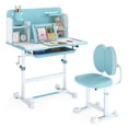 thumbnail image 1 of Costway Kid's Study Desk & Chair Set with Tilt Desktop, Pen Holder & Tray, Reading Stand Navy, 1 of 10
