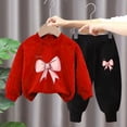 thumbnail image 3 of Pisexur Ensemble 2 Pcs pour Bébé Filles Garçons Automne Hiver Mode Décontractée Polaire Manches Longues Col Rond Chandails en Molleton et Pantalons Vêtements de Détente Imprimé Mignon Ensemble de Survêtement pour Enfants 3-8 Ans, 3 of 4