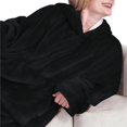 thumbnail image 3 of Chandail à Capuchon Couverture Portable pour Femmes en Molleton, Chandail à Capuchon Couverture Chaud et Douillet avec Poche, Régulier, Simple, Noir, Taille Unique, 3 of 7