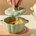 thumbnail image 1 of Birdeem Ceramic Pumpkin Bowl with Lid, 20 Oz Handmade Baking and Steaming Bowl, Realistic Pumpkin Shaped Ceramic Pot for Kitchen Decor, Multipurpose Oven Safe Serving Dish, 1 of 9