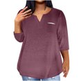 thumbnail image 1 of QIPOPIQ Plus-Size Tops for Women Summer V Neck T Shirts Color Block Raglan Tees Clearance, 1 of 5