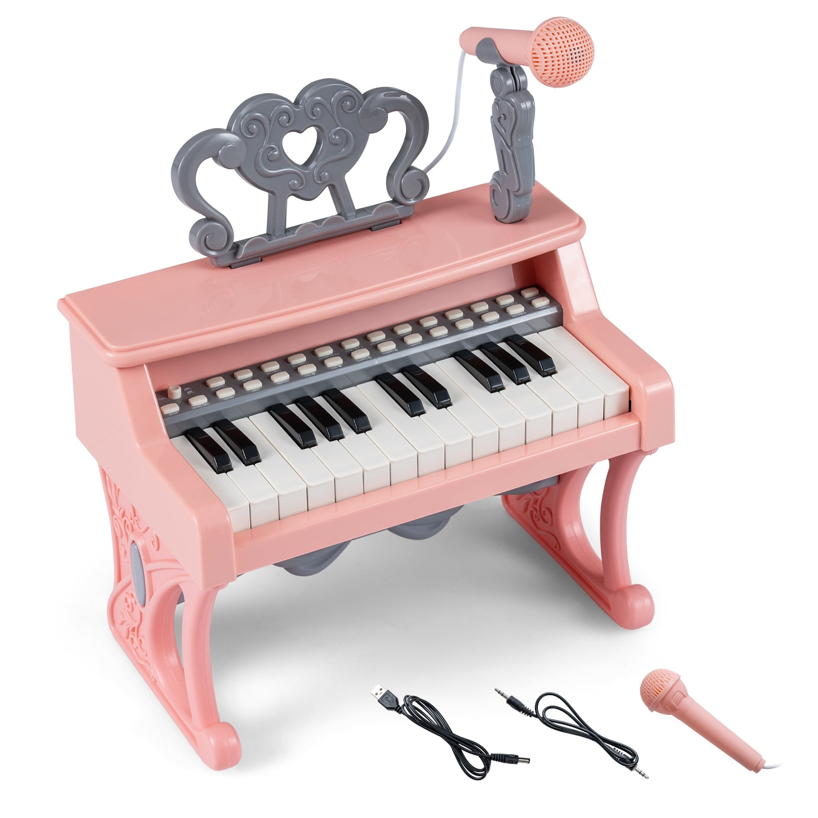 Clavier Piano Enfant, Piano Numérique 25 Touches avec Pupitre, Mode d'apprentissage, Touches