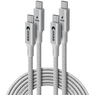 OXAA USB C to USB C Braided Fast Charging Cable 100W,(2m/6.6ft), Nylon Charger Cord with Smart E-Marker Chip, Aluminum Connectors & 480Mbps Data Transfer for Phones, Tablets & Laptops
