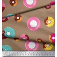 thumbnail image 2 of Soimoi Brown Rayon Fabric Donuts Food Print Fabric by Yard 56 Inch Wide, 2 of 5