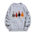 thumbnail image 4 of WEAIXIMIUNG Chandail Court Grande Taille Noël Surdimensionné Femmes Manches Longues Col Rond Chandails Imprimé Poulet Léger Ample Chandails Haut, 4 of 5
