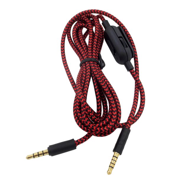 Bunblic Gaming Headset Cable Audio AUX Splitter Cable Braided Wire Easy to Use High Quality 2.0M Length Replaceable Plug Audio Cable Red