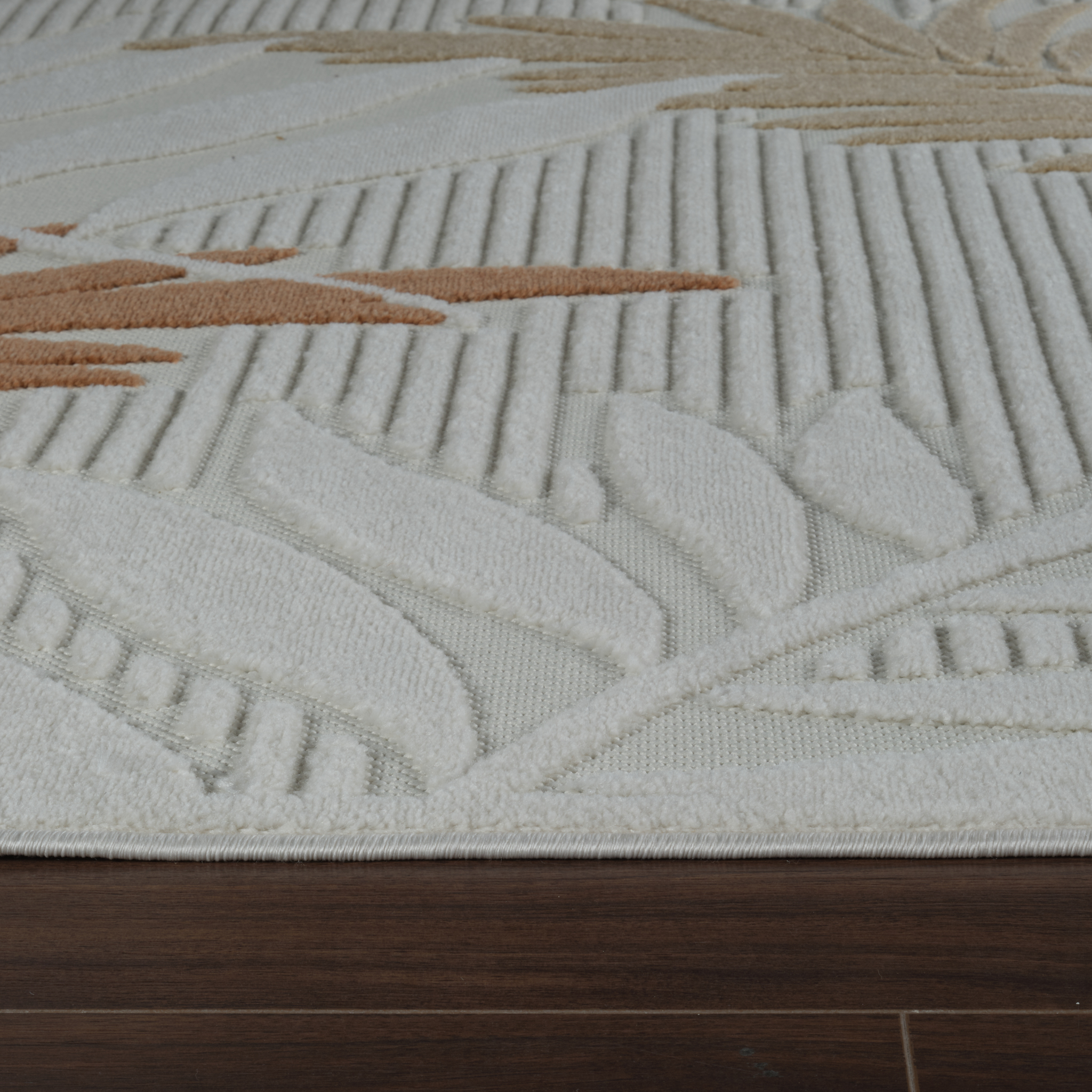 Tapis d'interieur/exterieur abstrait Rug Branch Alfombra, beige creme, motif floral - Salon, chambre, salle a manger et cuisine
