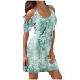thumbnail image 2 of Robes d'Été Grande Taille pour Femmes 2024 à Imprimé, Manches Courtes, Épaules Dénudées, Col Rond, Économisez jusqu'à 65 % de Rabais!, 2 of 5