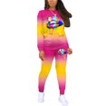 thumbnail image 3 of FOCUSNORM Women Lip Print Long Sleeve Sweatshirt + High Waist Pants Outfits, 3 of 5