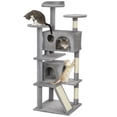 thumbnail image 1 of PawHut 54" Cat Tree Tower with Scratching Posts, Cat Condos, Light Grey, 1 of 10