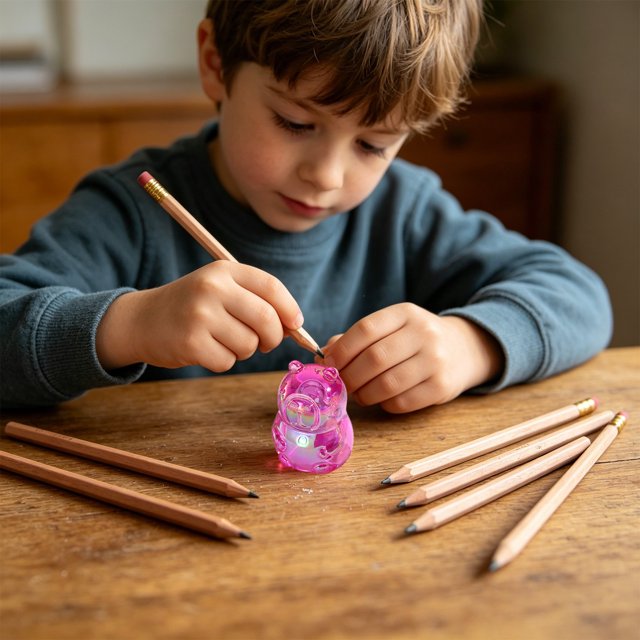 BUTASY Pencil Sharpener, Plastic Colored Pencil Sharpeners Manual, Compact Handheld Pencil Sharpener for Home Office Supplies(Pink)