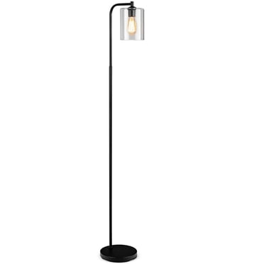 Gymax Lampe sur Pied Industrielle avec Abat-Jour en Verre, Lampe Moderne d'Intérieur à Grand Mât pour Bureau
