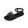 thumbnail image 1 of FRSASU Women's Rhinestone Flat Sandals Glitter Open Toe Sparkly Summers Dressy Beach Slides Shoses Black, 1 of 9