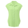 thumbnail image 4 of asjyhkr Plus Size Womens Linen T Shirts Button down Short Sleeve Tshirt Summer Tops Loose Soft Tees, 4 of 5