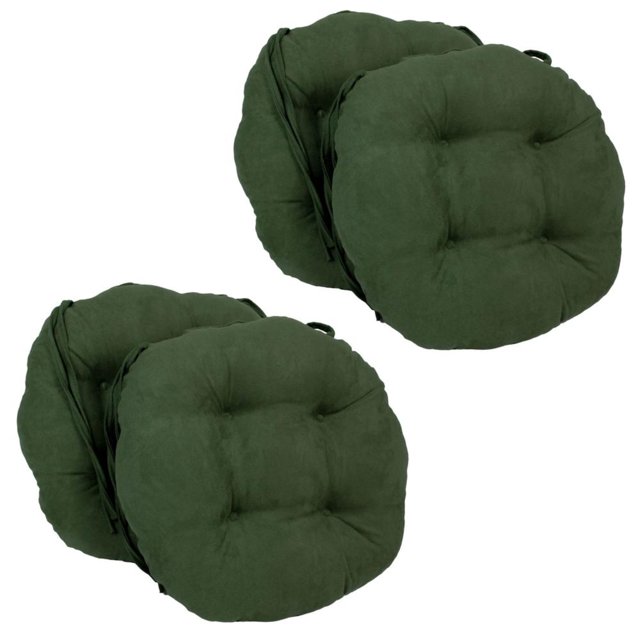 16-inch Solid Micro Suede Round Tufted Chair Cushions (Set of 4)