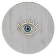 thumbnail image 1 of Benjara BM239875 Marble Tray with Round Shape & Eye Inlaid Accent, White, 1 of 5