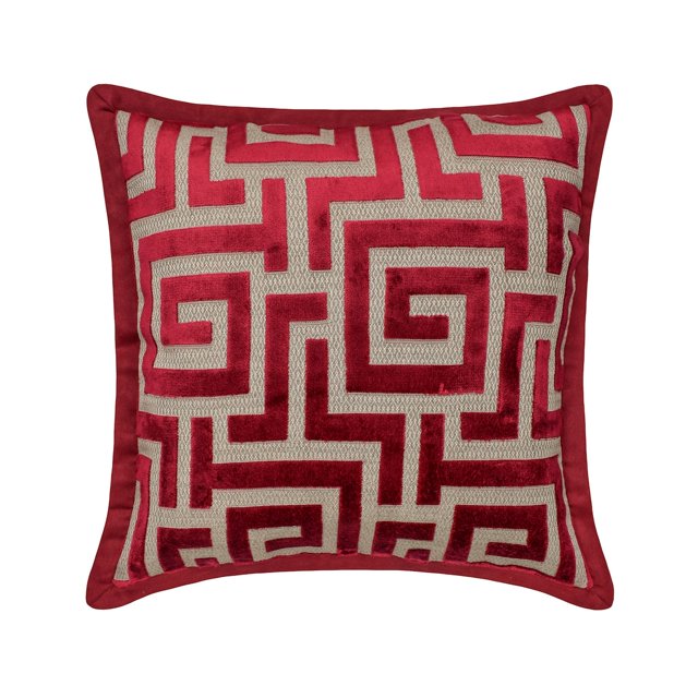 The HomeCentric Housses de Coussin Décoratives, Décoratives Rouges Lot de 2, 22x22 Pouces (55x55 cm) Housses de Coussin Décoratives, Coussins Décoratifs en Velours Labyrinthe et Bordure pour Sofa, Style Géométrique Moderne Pâques - Réseau