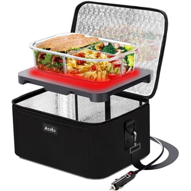 Aotto Portable Food Warmer for Car, 12V/24V 2-in-1 Heated Lunch Boxes for Adults, Personal Mini Oven Microwave Travel Food Lunch Warmer for Meal & Raw Food Road Trip/Picnic/Camping/Picnic (Black)