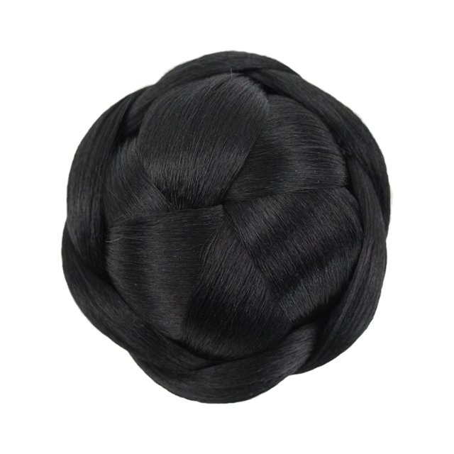 Braided Hair Bun For Bridal Extensions Clip in Chignon Hairpiece Synt Prof H1G9