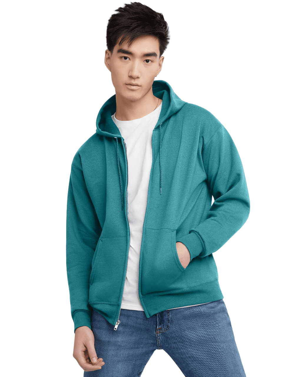 Hanes Mens ComfortBlend EcoSmart Full Zip Hoodie, M, Spanish Moss