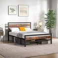 thumbnail image 4 of Costway Full Industrial Metal Platform Bed Frame Rustic Headboard Mattress Foundation, 4 of 10