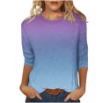 thumbnail image 1 of VSSSJ Hauts à Manches 3/4 pour Femmes Décontractés Tendance à Imprimé Dégradé Manches Raglan Col Ras du Cou Coupe Décontractée Tunique T-Shirt Respirant Bleu Marine G, 1 of 4