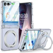 Case for Galaxy Z Flip 7, Compatible with MagSafe, Built-in Kickstand & Screen Protector & Hinge Protection, Slim Protective Phone Case Plating Cover for Samsung Galaxy Z Flip 7