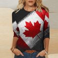 thumbnail image 2 of Amzcrzy Hauts pour Femmes Tendance à Imprimé de Feuille d'Érable T-Shirts de la Fête du Canada Décontractés Col Rond Manches 3/4 Hauts d'Été pour Femmes Confortables Basiques Hauts de Sortie, 2 of 5