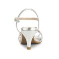 thumbnail image 2 of BLISSFUL STEP Women's Shoes Rhinestone Ankle Strap Kitten Heel Open Toe PU Buckle Sandals  Silver 6, 2 of 8